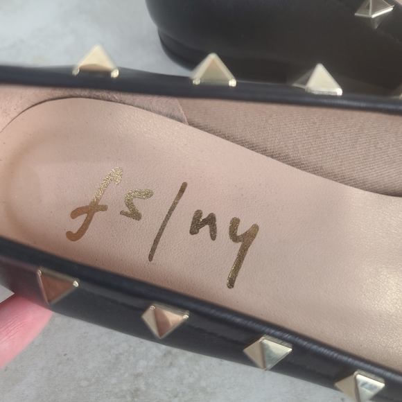 French Sole NY | LIRON Classic Black Leather Gold Studded Ballet Flats Shoes 8.5 - Picture 11 of 14
